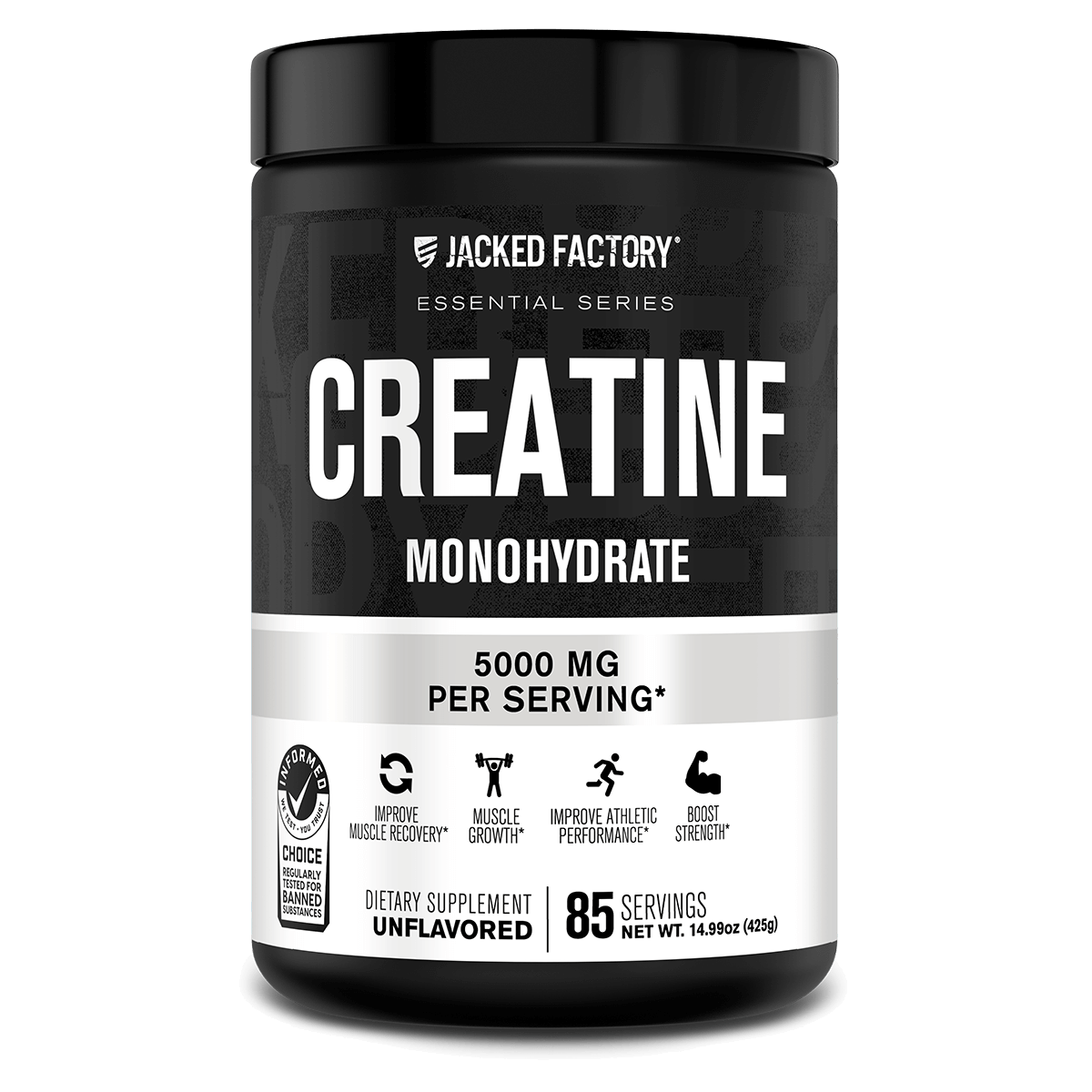 Jacked Factory Creatine Monohydrate Powder 1000g - Creatine Supplement for Muscle Growth, Increased Strength, Enhanced Energy Output and Improved Athletic Performance 85 Servings